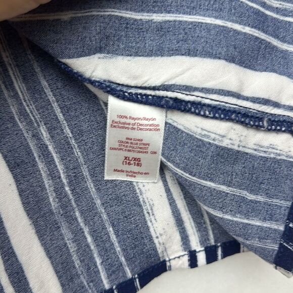 FADED GLORY Women's Navy & White Elastic Scoop Neck Ruffle Top Size XL - Picture 5 of 8